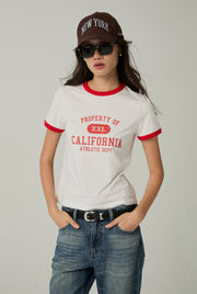 RED TRIM CALIFORNIA ATHLETIC GRAPHIC TEE - CC Double O Official Store