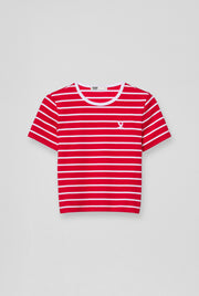 STRIPED RIB MINI CROPPED TEE Red / XL