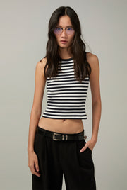 SIGNATURE STRIPED RIBBED TANK