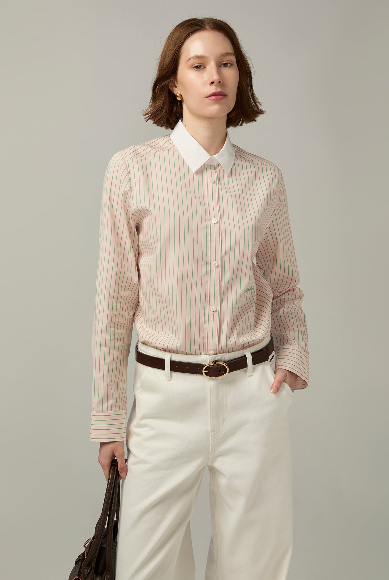 POPLIN COTTON STRIPED SHIRT Pink / XL