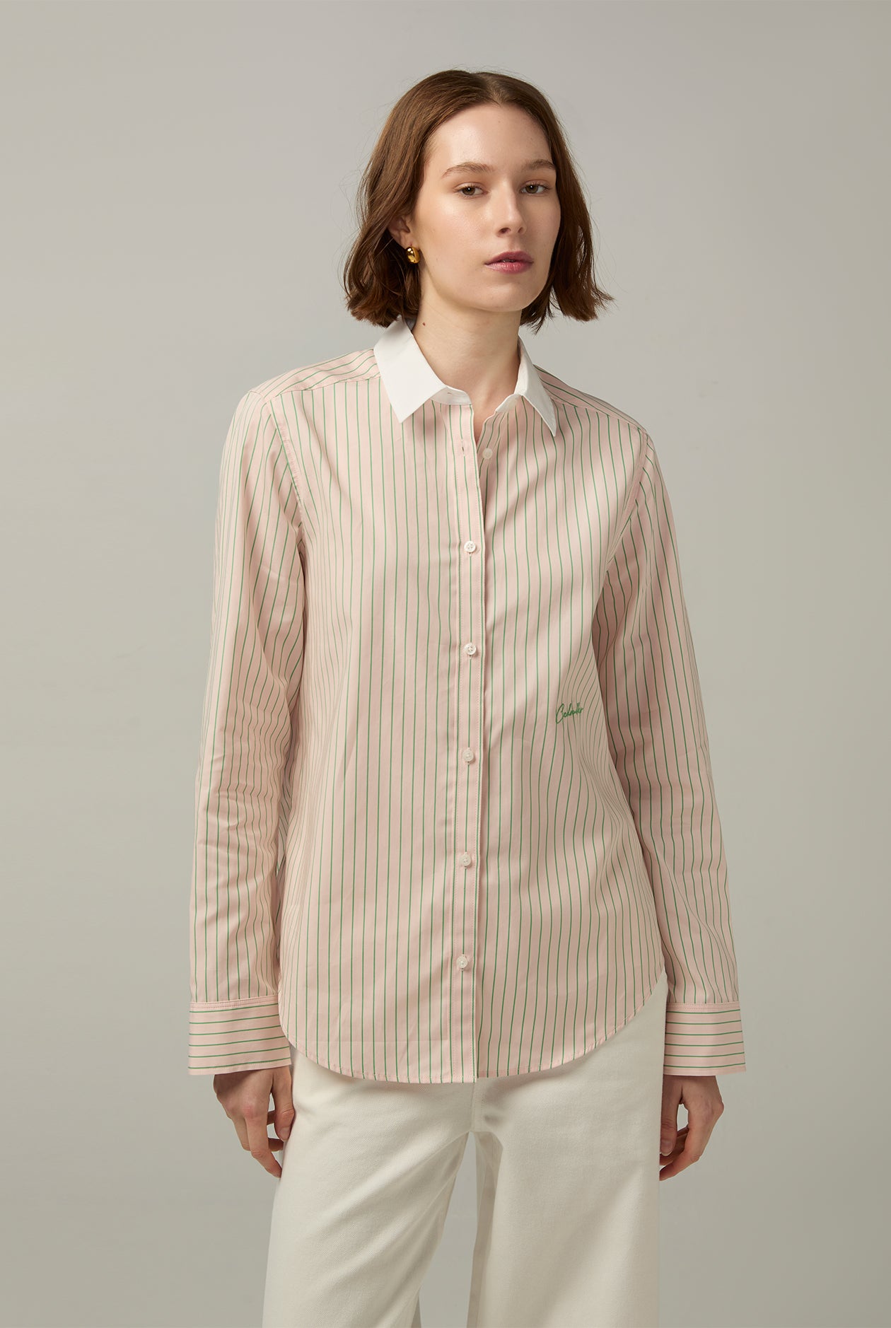 POPLIN COTTON STRIPED SHIRT Pink / XL