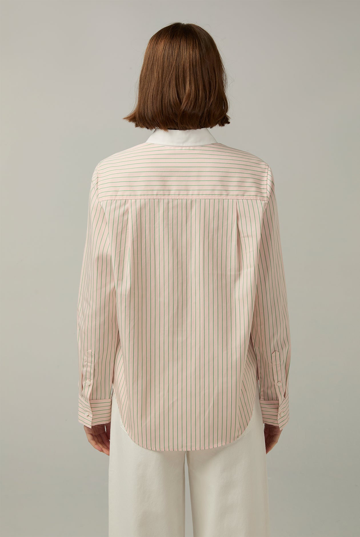 POPLIN COTTON STRIPED SHIRT Pink / XL