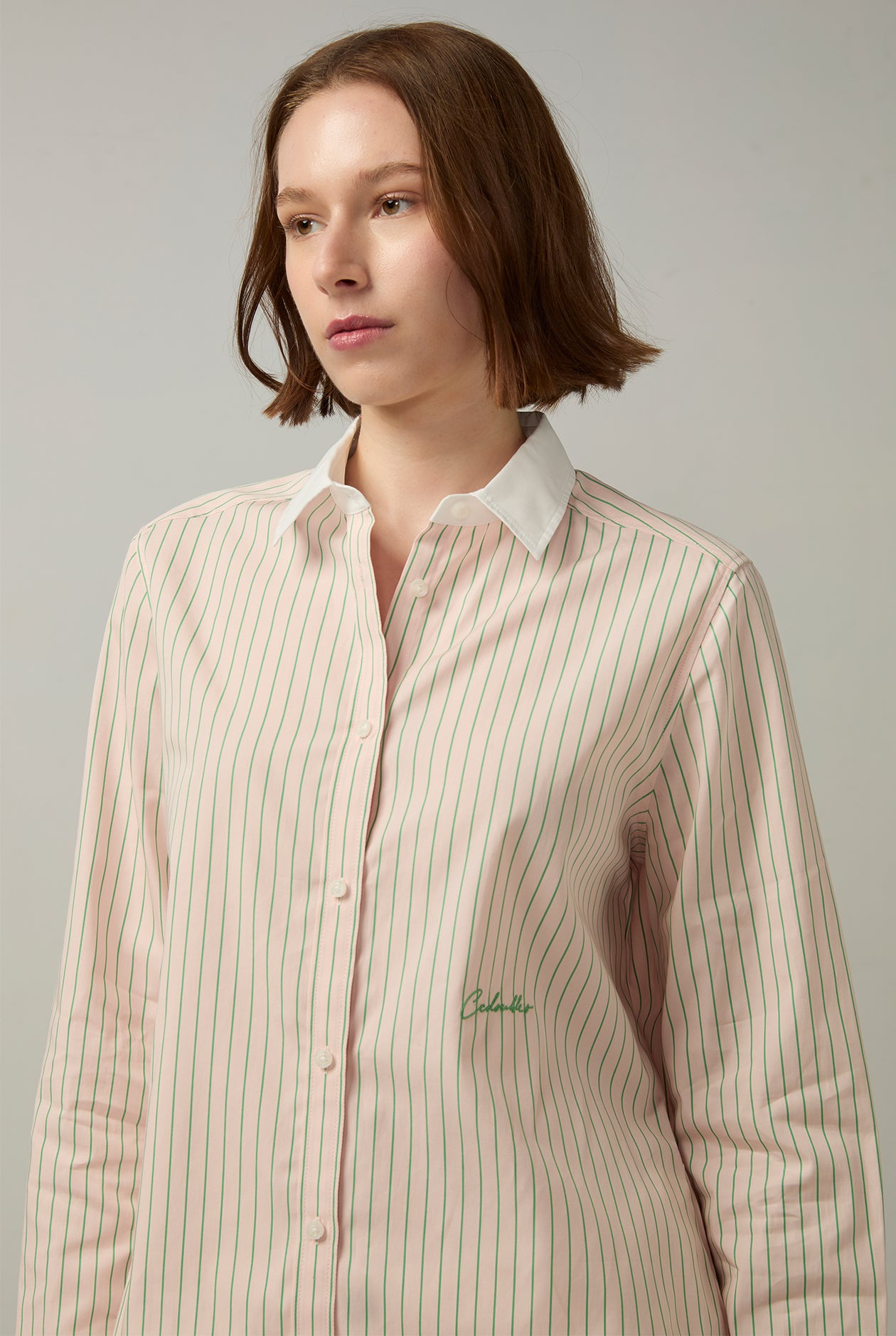 POPLIN COTTON STRIPED SHIRT Pink / XL
