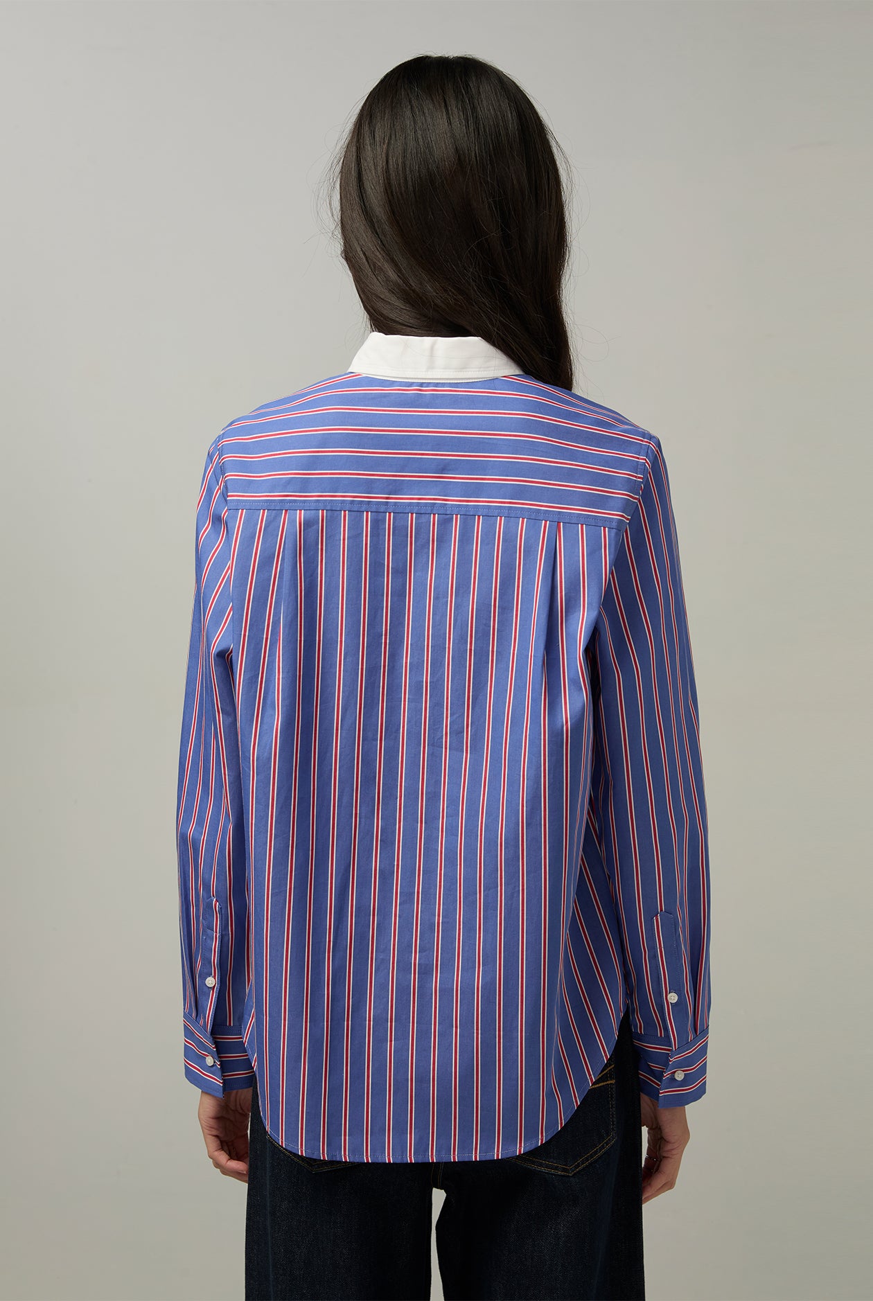 MULTI-STRIPED POPLIN SHIRT Dark Blue / XL