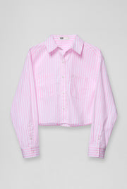 POPLIN CROPPED STRIPED SHIRT Pink / L