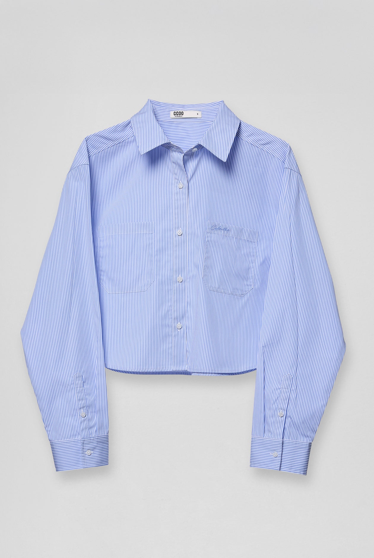 BLUE CROPPED STRIPED SHIRT Blue / L