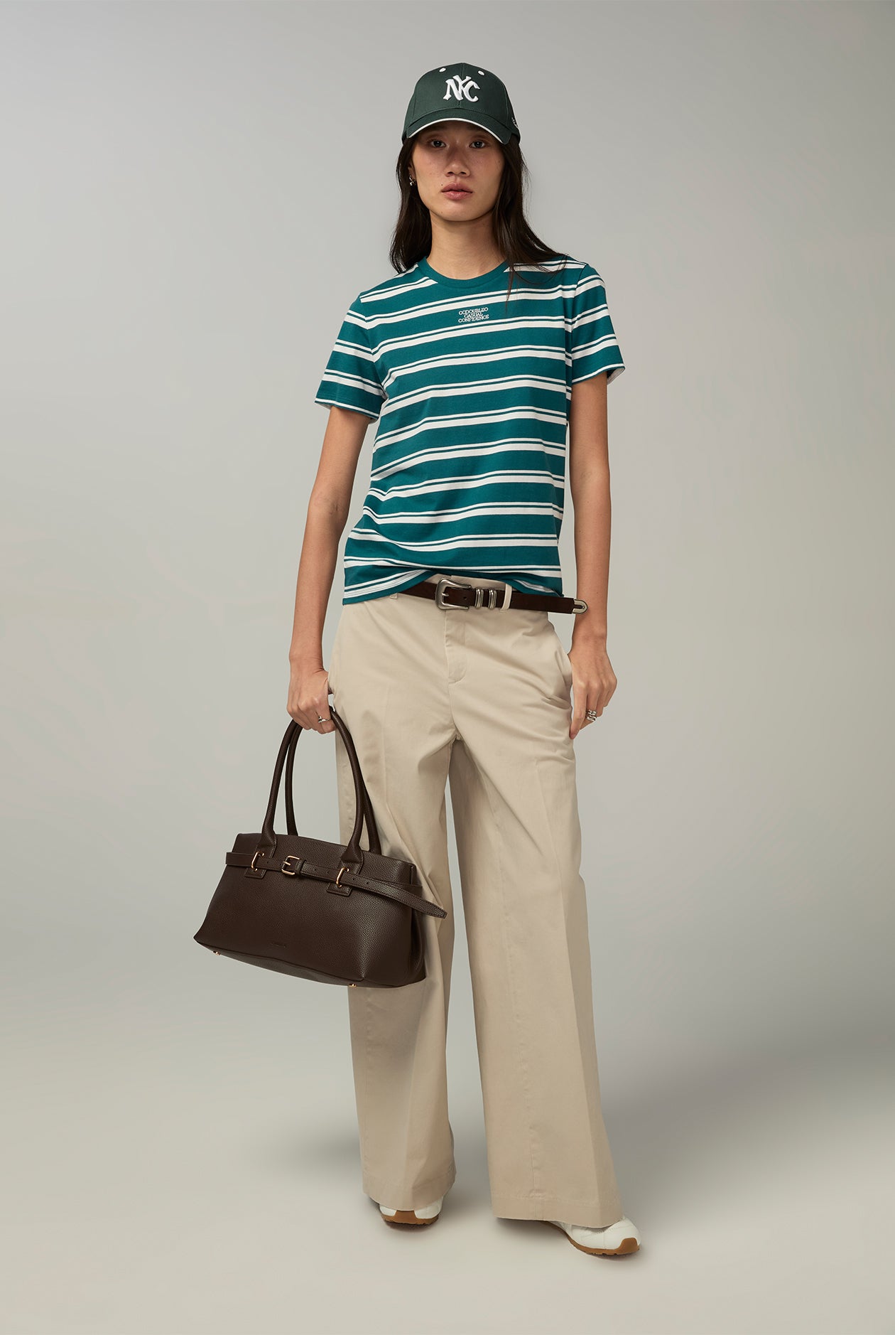 STRIPED GREEN ROUND NECK TEE