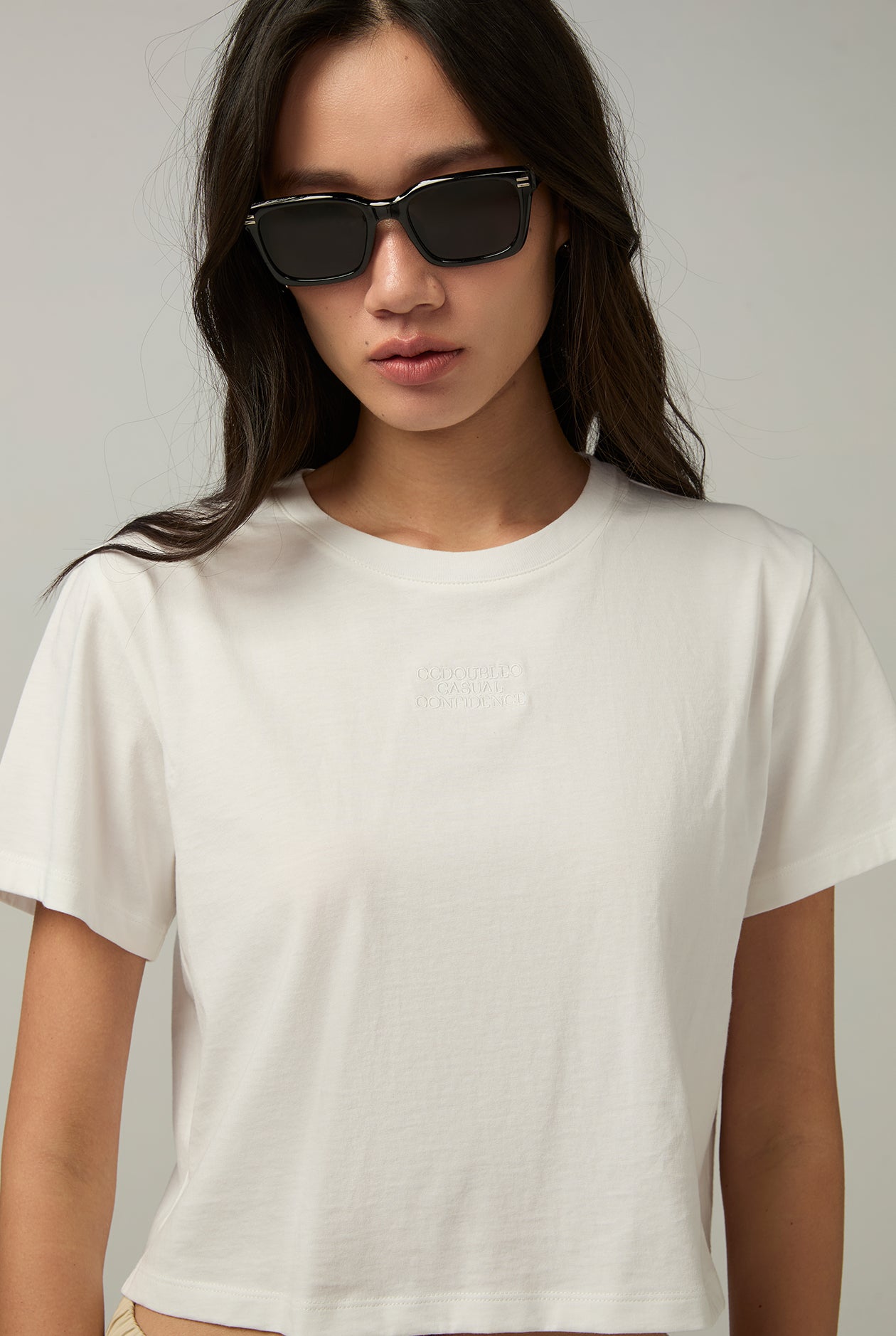 CC DOUBLE O LOGO CROPPED TEE