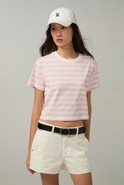 CC DOUBLE O LOGO STRIPED CROPPED TEE