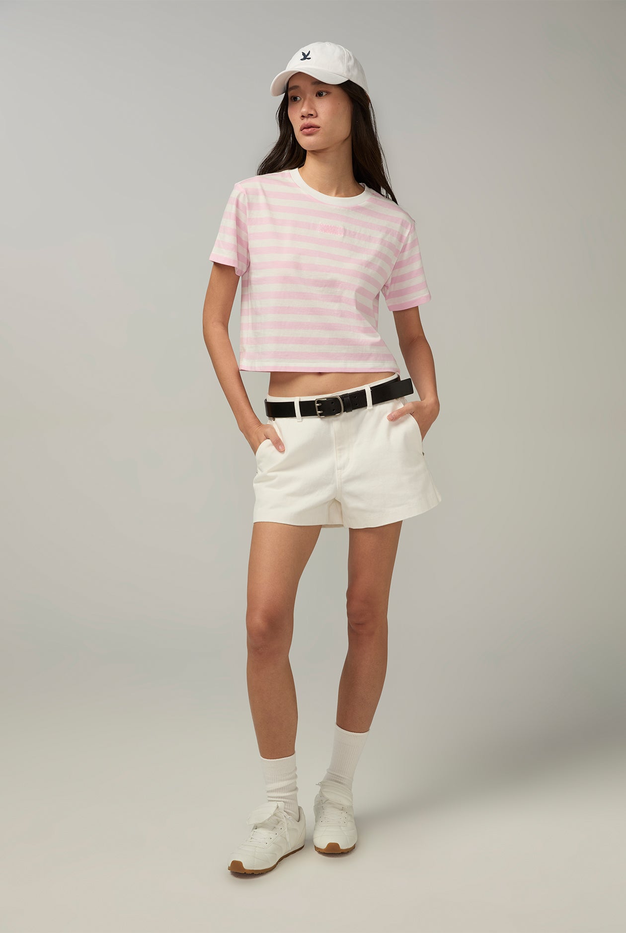 CC DOUBLE O LOGO STRIPED CROPPED TEE