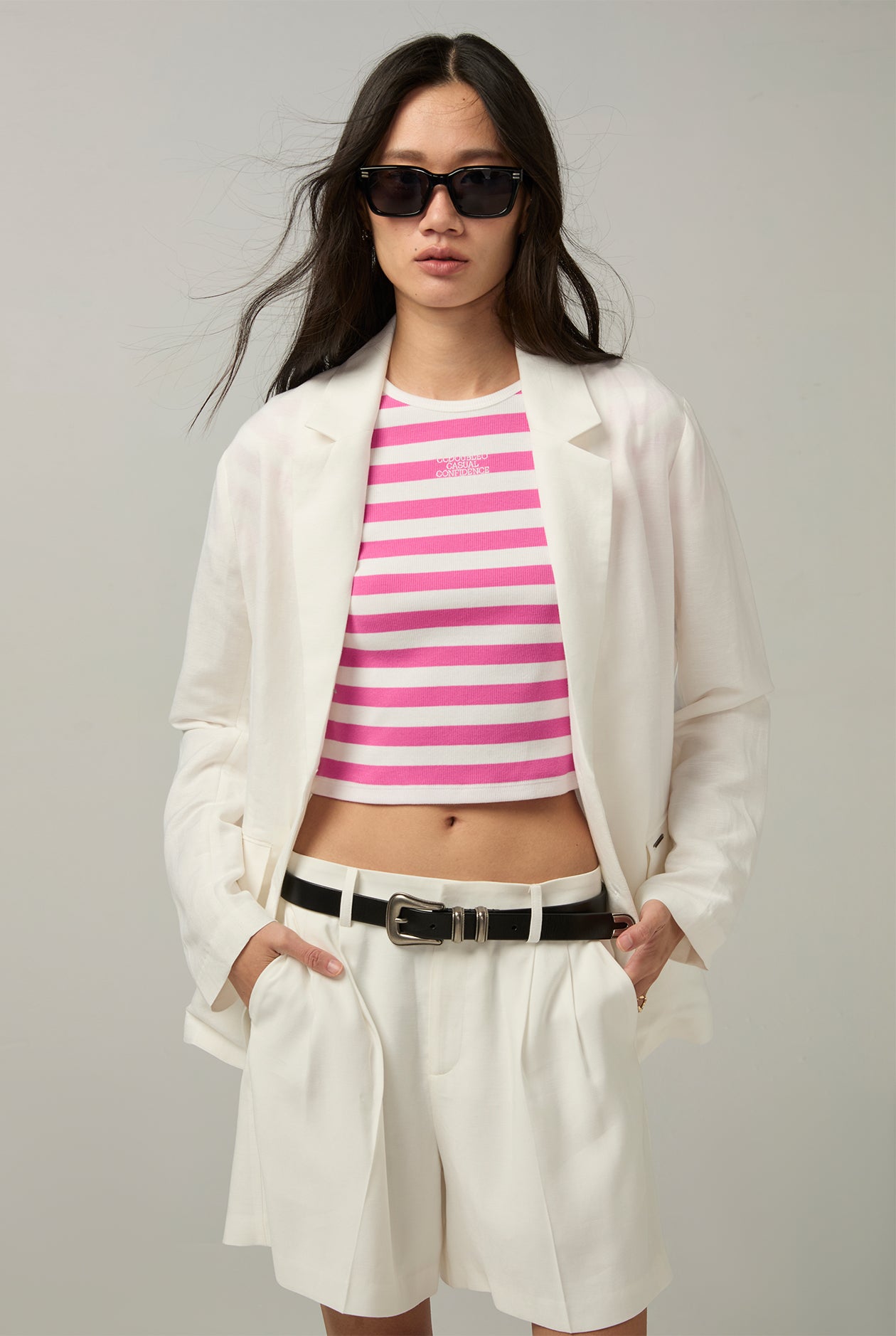 STRIPE RIBBED MINI CROP TEE