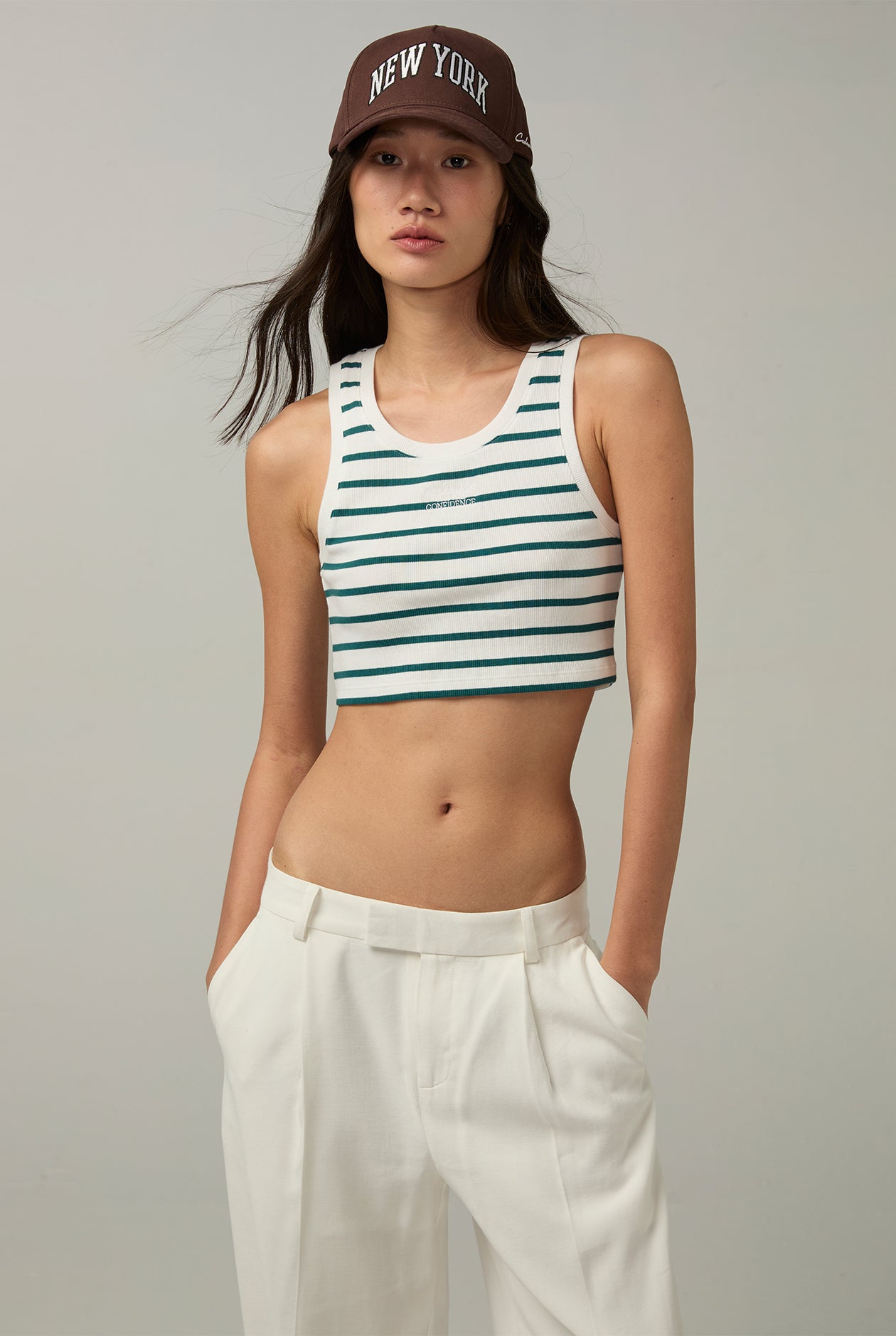 STRIPE RIBBED SUPER CROPPED TANK