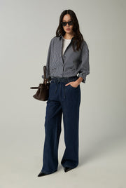 DRAWSTRING WIDE-LEG JEANS