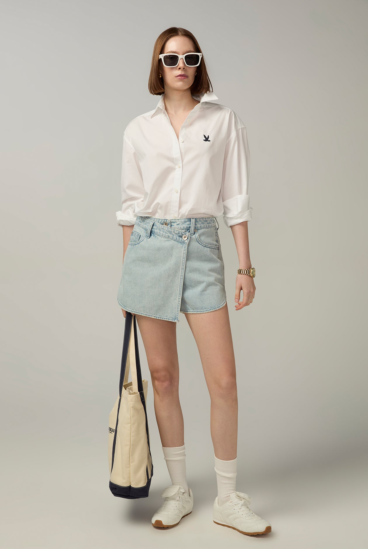 ROUNDED EDGES MINI SKIRT Light Blue / 30