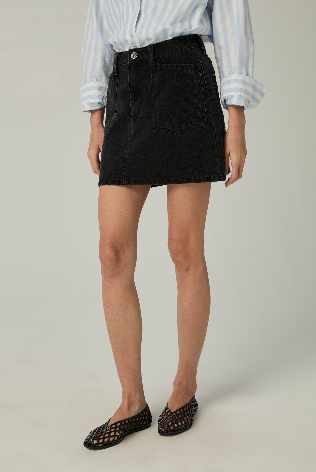 BLACK DENIM MINI SKIRT
