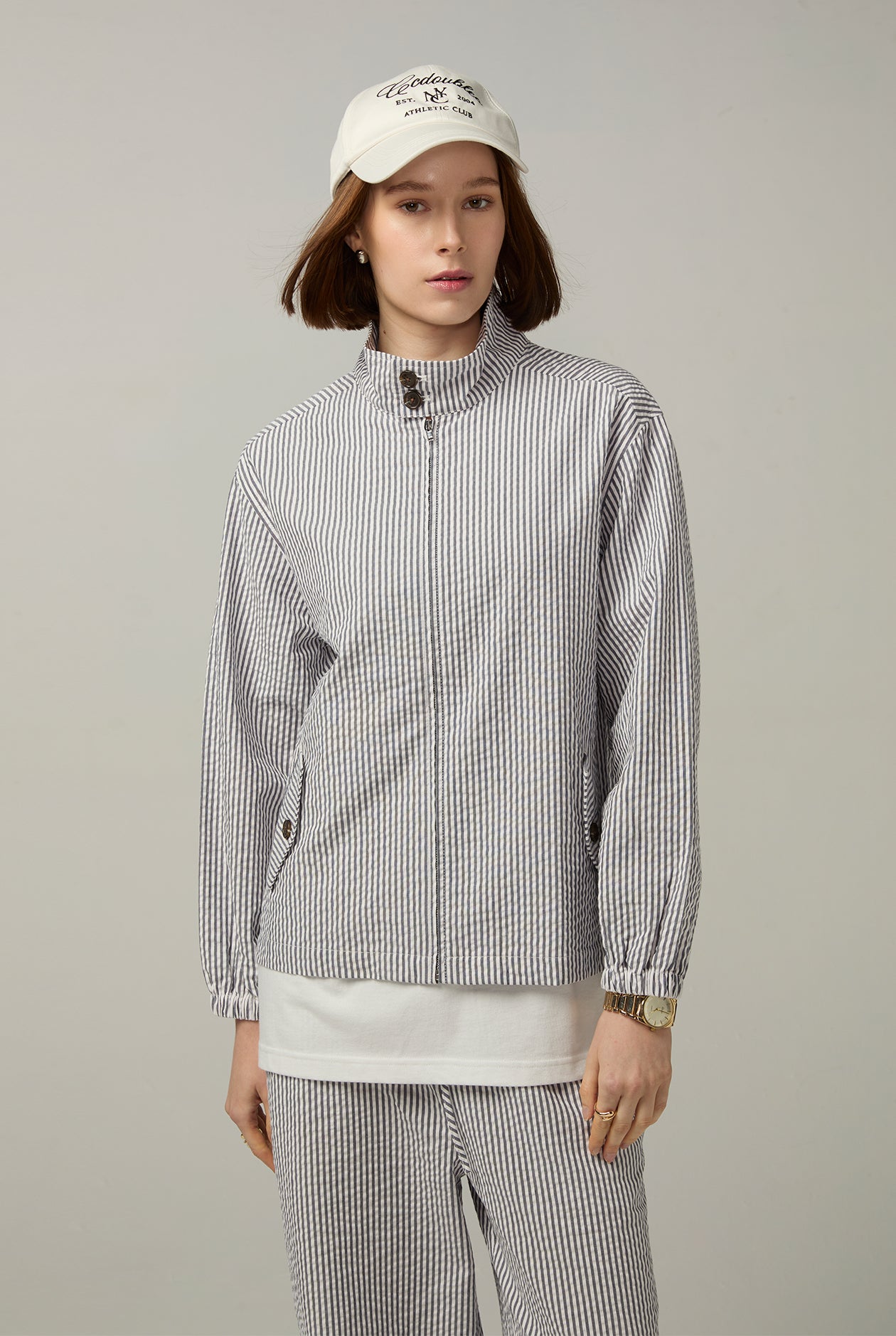 BLUE COTTON STRIPED JACKET Navy / L