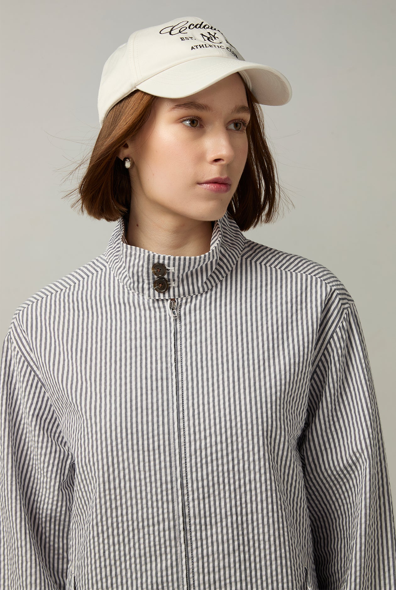 BLUE COTTON STRIPED JACKET Navy / L