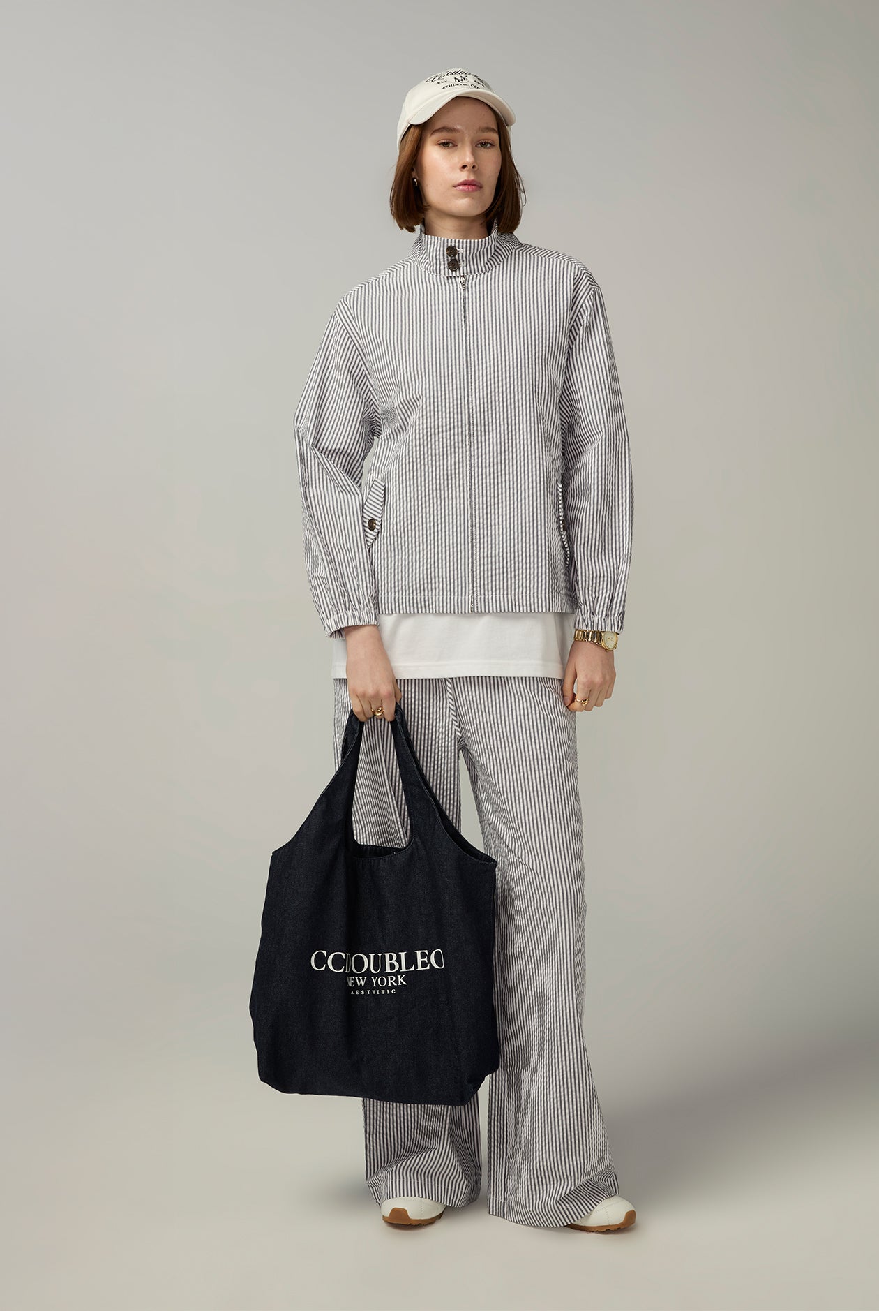 BLUE COTTON STRIPED JACKET Navy / L