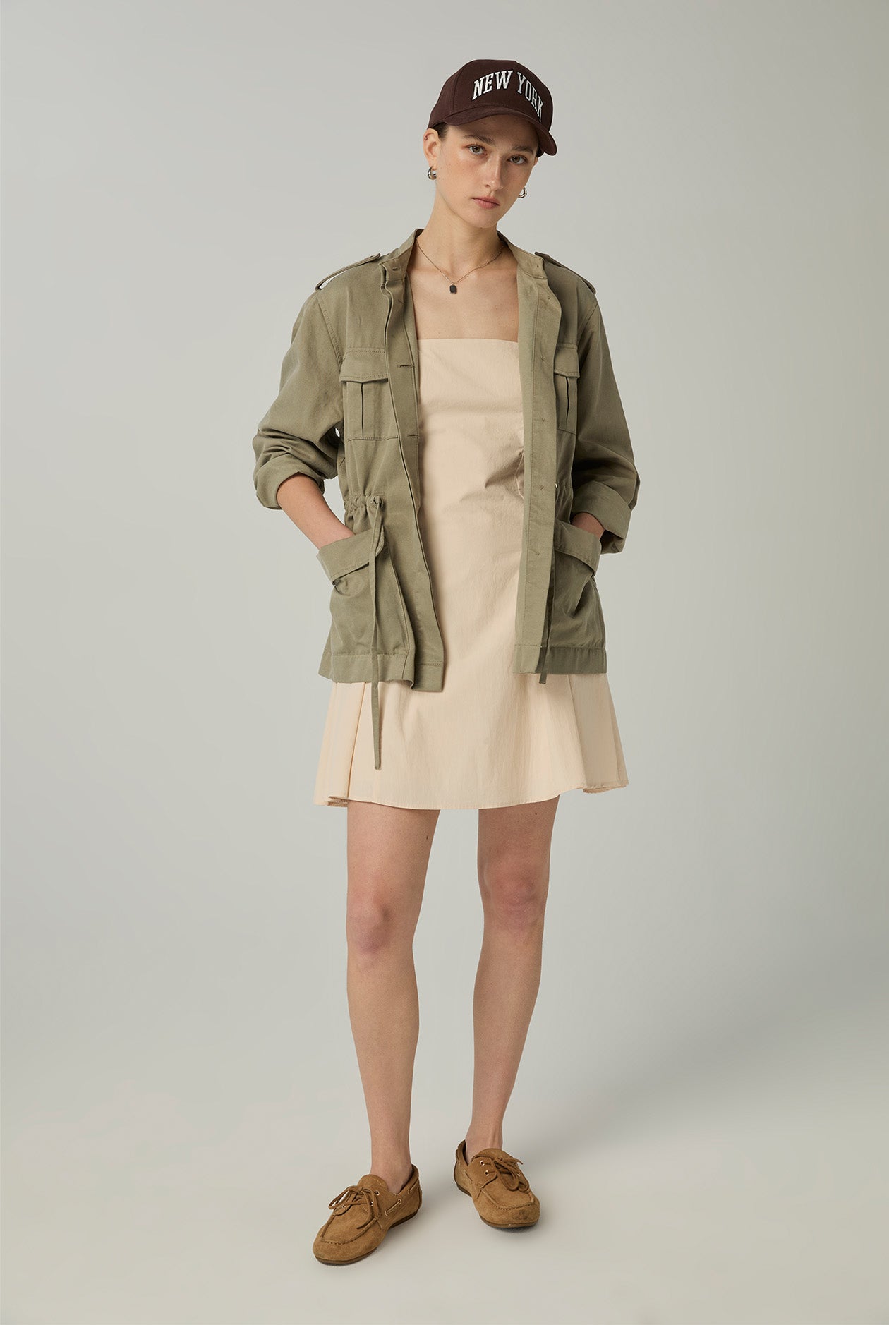 DIPPED-WAIST STRETCH MINI DRESS