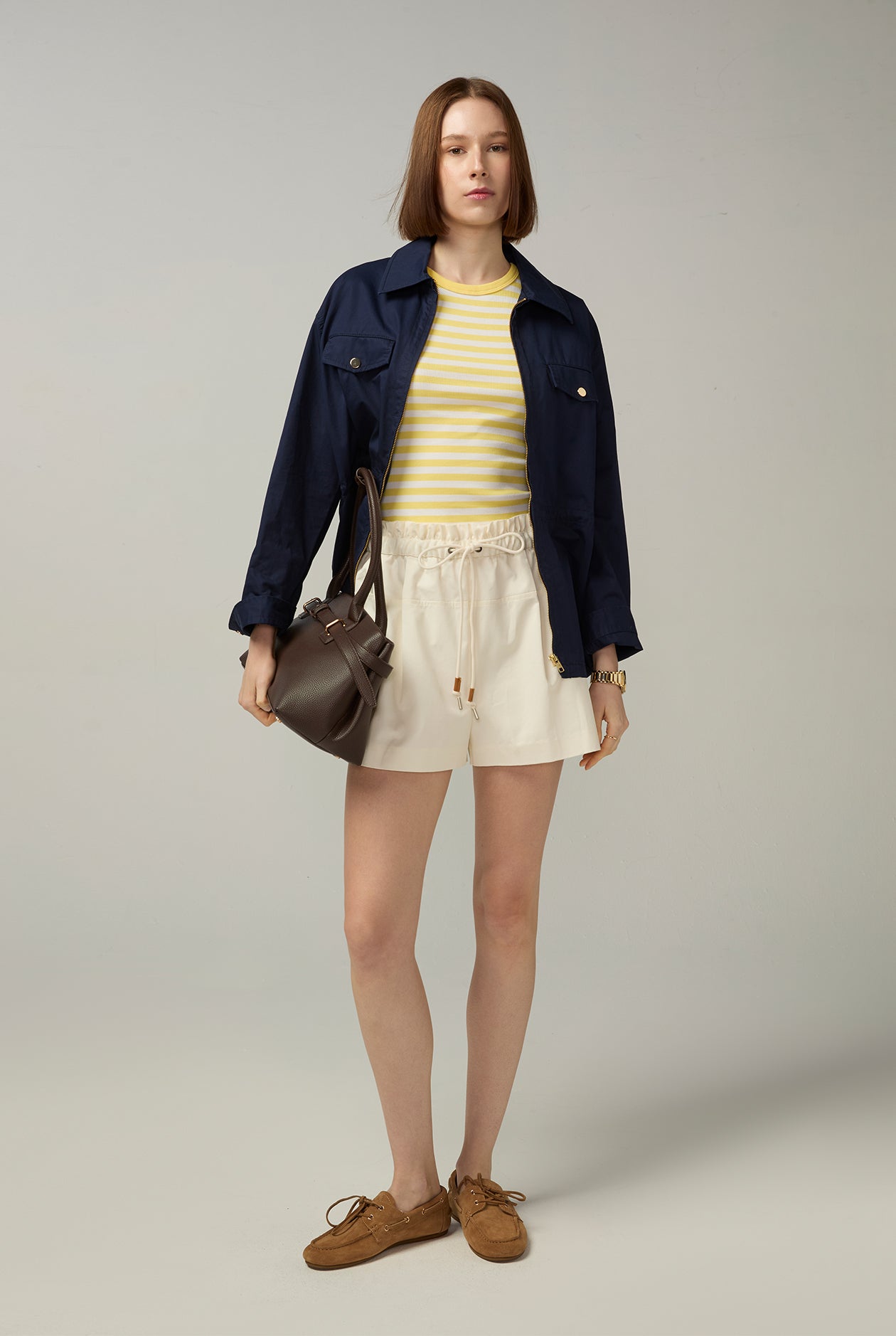 CANVAS TRIMMED DRAWSTRING SHORTS