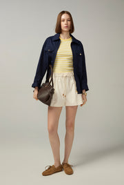 CANVAS TRIMMED DRAWSTRING SHORTS