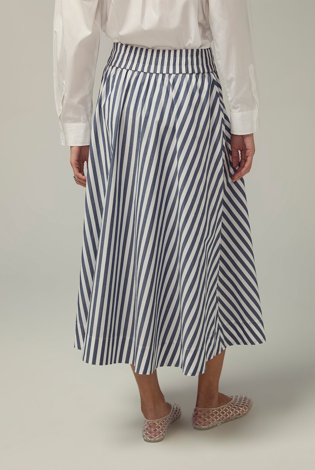 STRIPED PANEL  MAXI SKIRT Blue / L