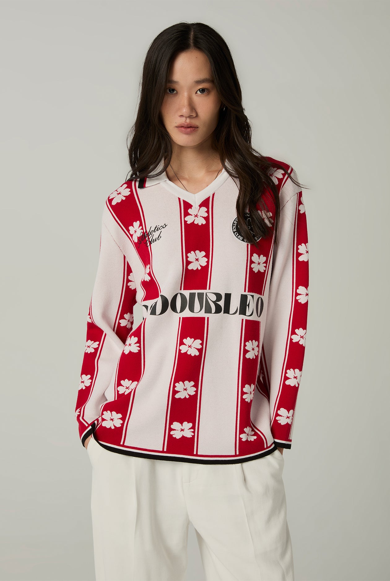 BLOOM FOOTBALL LONG SLEEVE STRIPED POLO