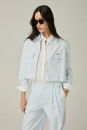 LONG SLEEVE STRIPED CROPPED SHIRT