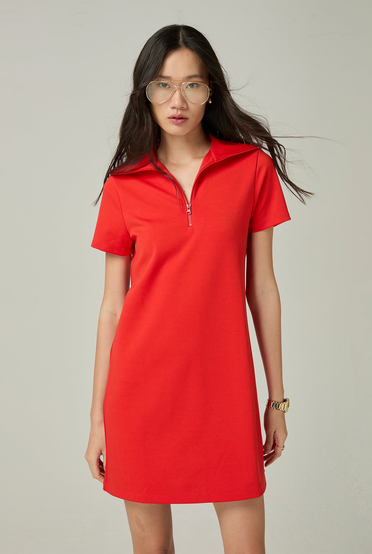 ZIP FRONT MINI DRESS