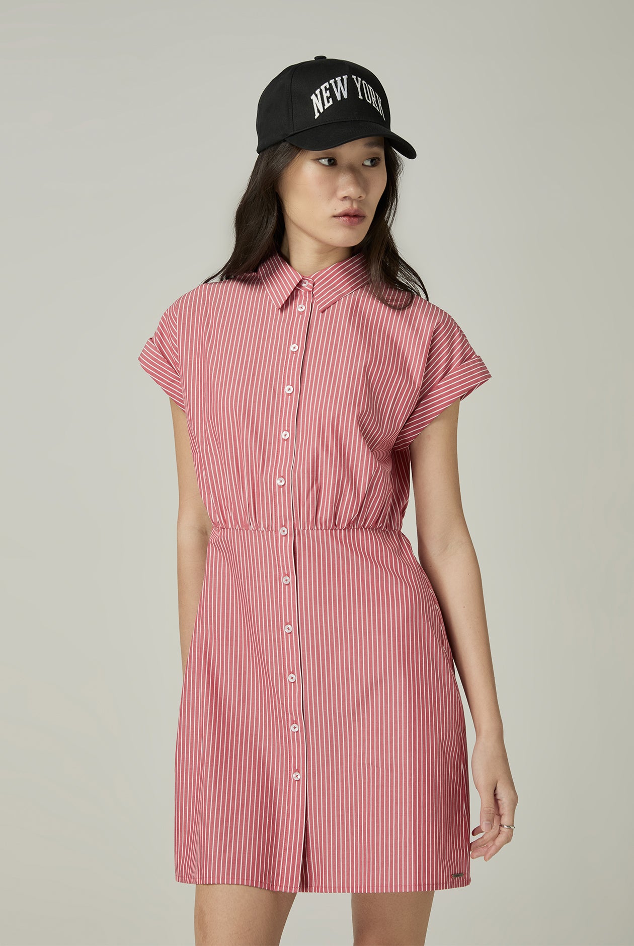 STRIPED MINI SHIRT DRESS