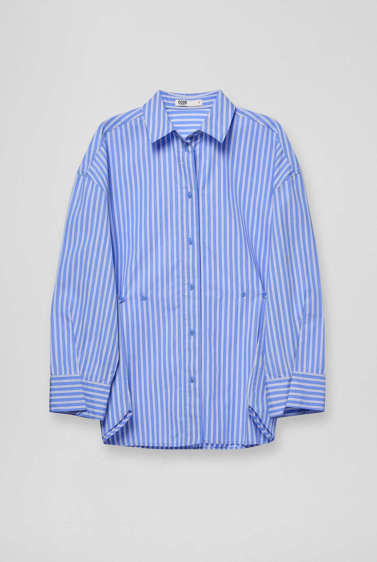 STRIPED POPLIN SHIRT WITH SIDE DETAIL