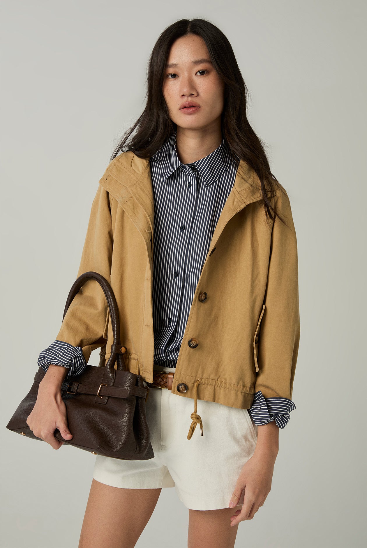 STRIPES POPLIN SHIRT WITH SIDE DETAIL