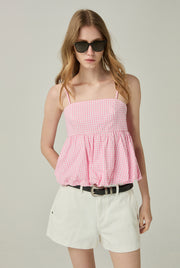 GINGHAM BUBBLE CAMISOLE TOP