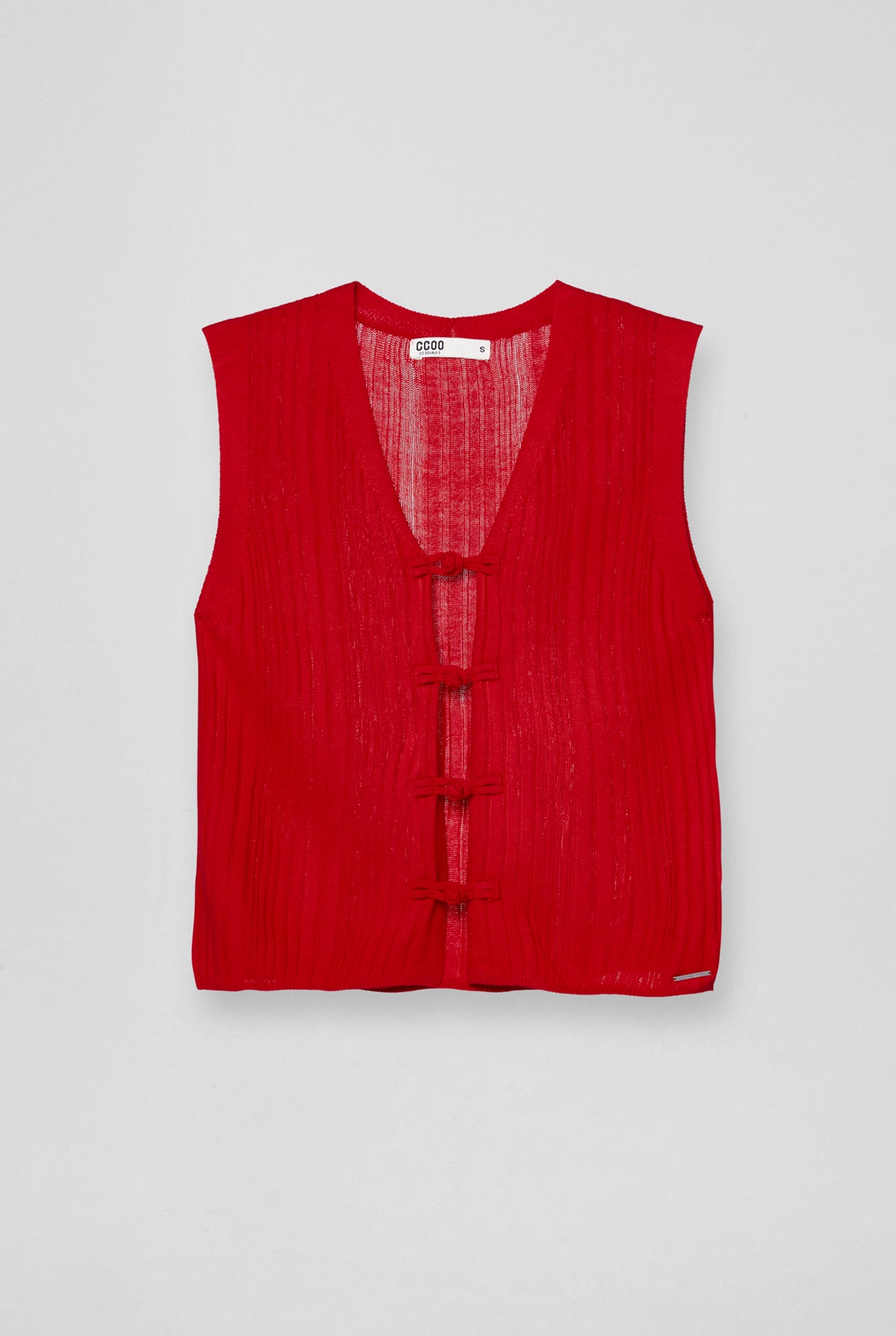 CHEONGSAM BUCKLE KNITTED RED WAISTCOAT