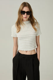 OVERLOCK DETAIL SMOCKED TOP - CC Double O Official Store