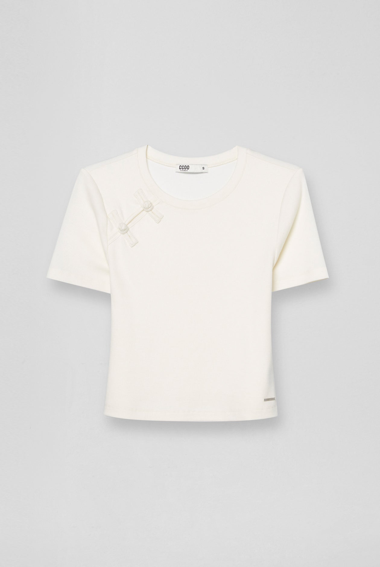 CHEONGSAM BUCKLE RIBBED TEE - CC Double O Official Store