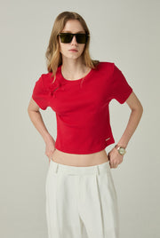 CHEONGSAM BUCKLE RIBBED TEE - CC Double O Official Store