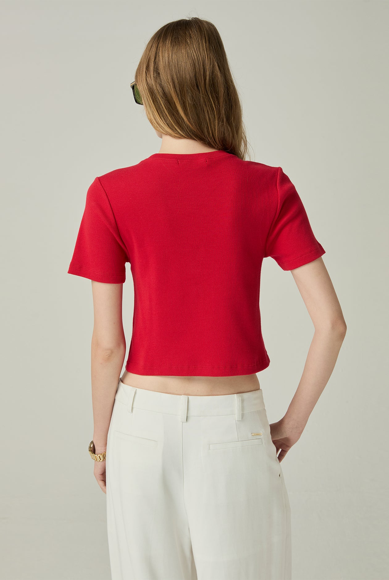 CHEONGSAM BUCKLE RIBBED TEE - CC Double O Official Store