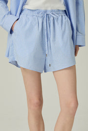 GINGHAM ELASTIC WAIST SHORTS
