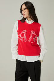 EMBROIDERED KNITTED VEST