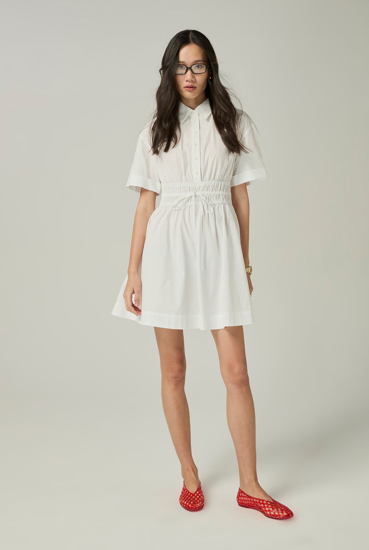 SMOCKED SHIRT DRESS - CC Double O Official Store