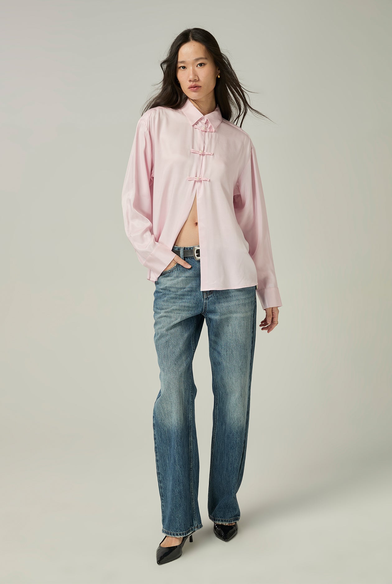 FROG BUTTON DETAIL BLOUSE