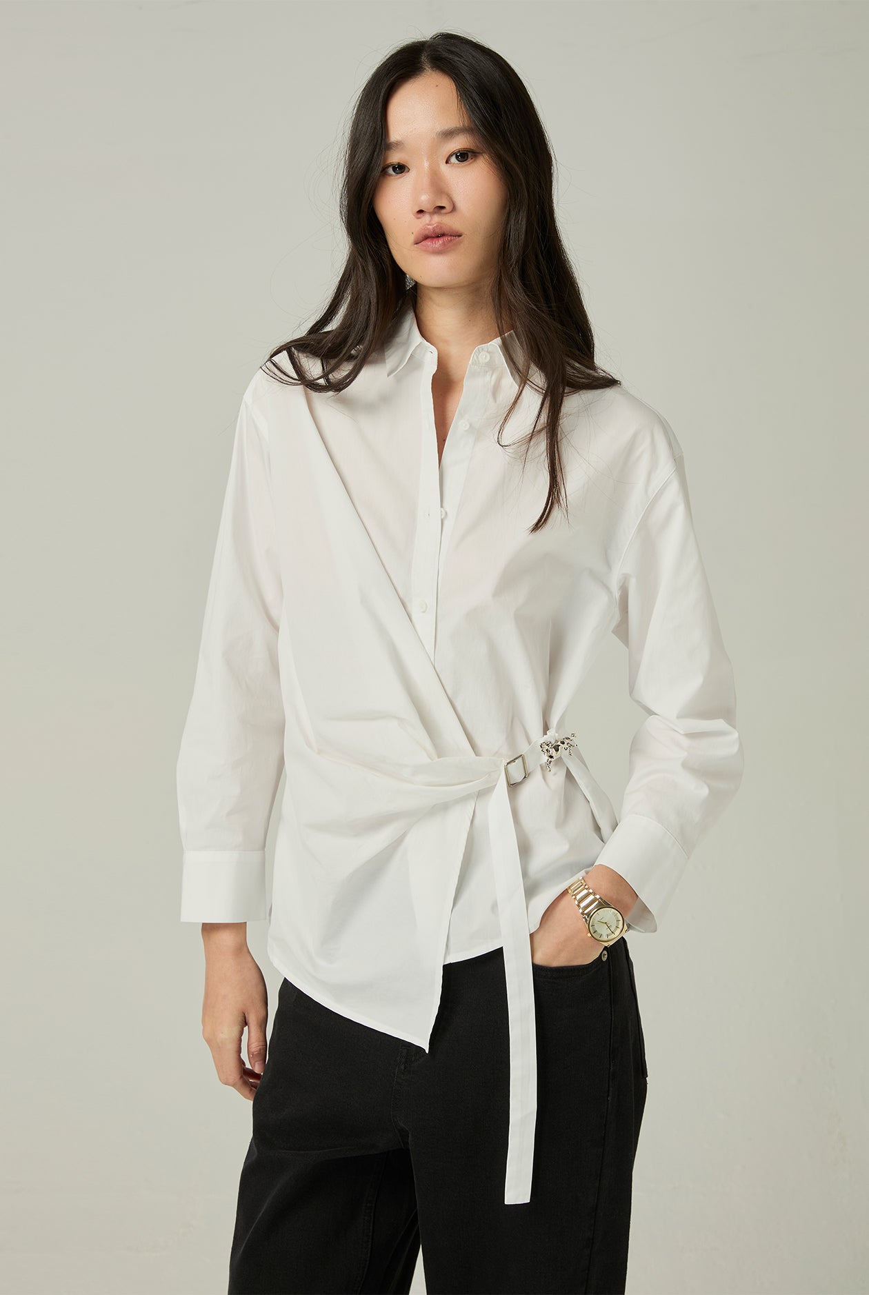 HORSE BUCKLE WRAP BLOUSE - CC Double O Official Store