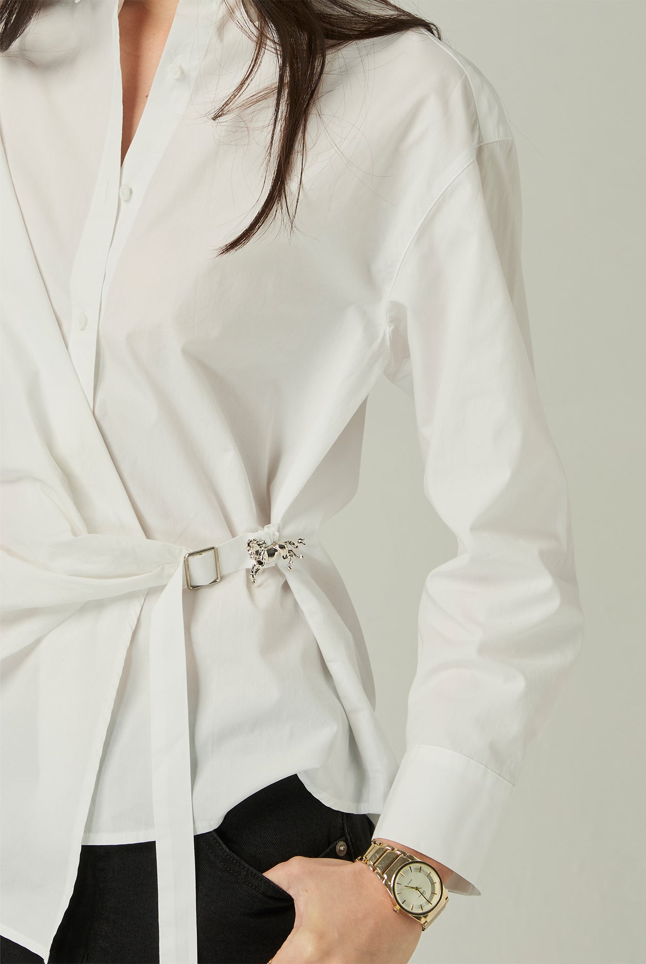 HORSE BUCKLE WRAP BLOUSE - CC Double O Official Store