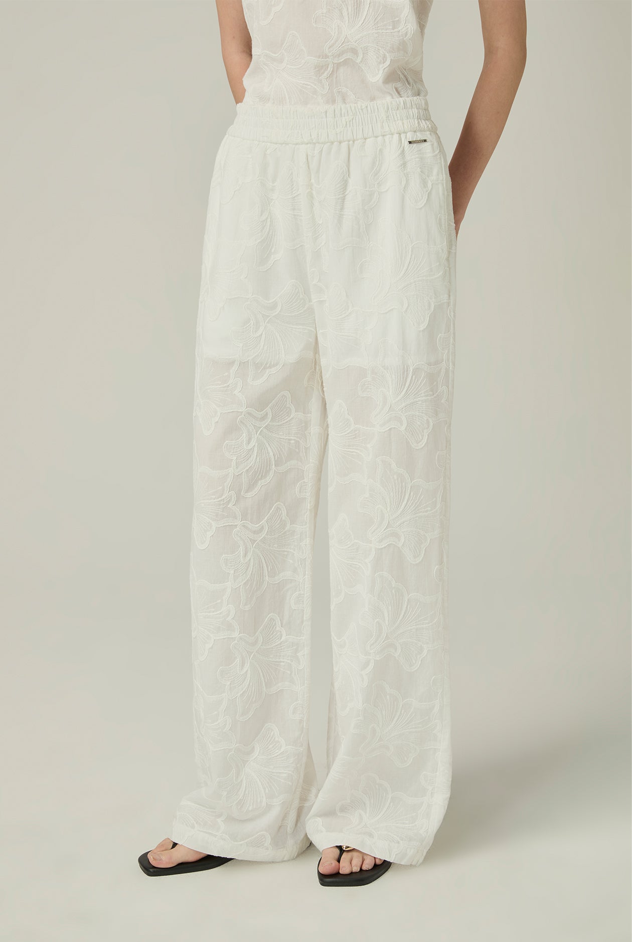 EMBROIDERED WIDE-LEG PANTS - CC Double O Official Store