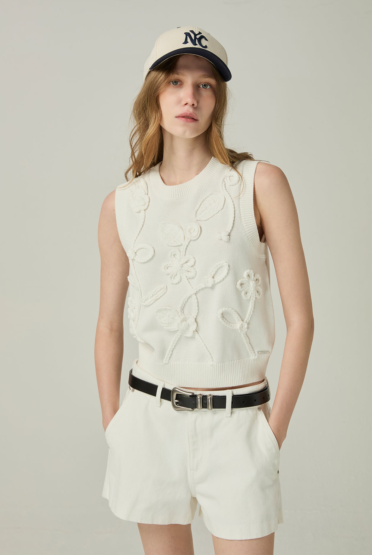 FLORAL APPLIQUE VEST - CC Double O Official Store