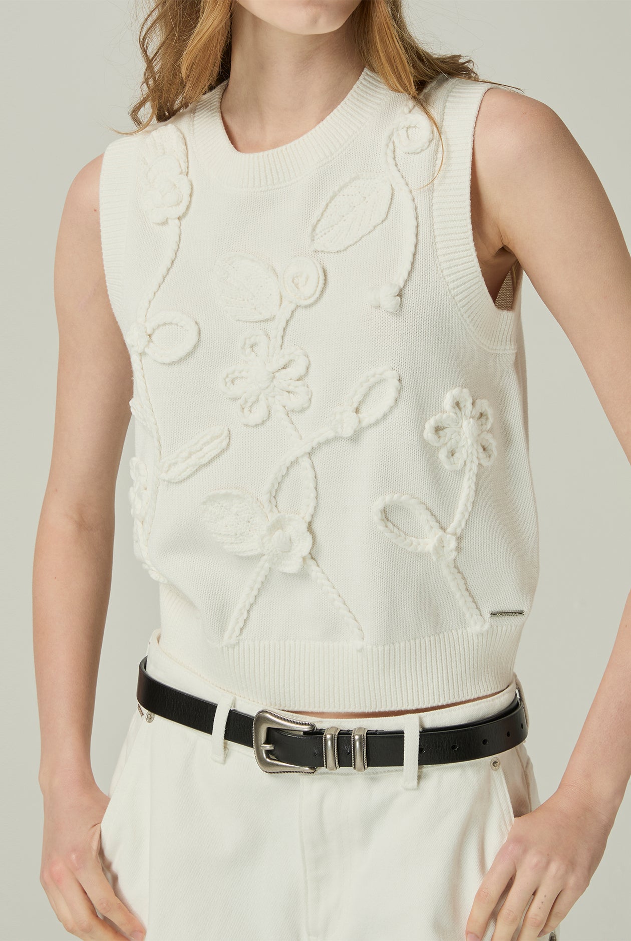 FLORAL APPLIQUE VEST - CC Double O Official Store