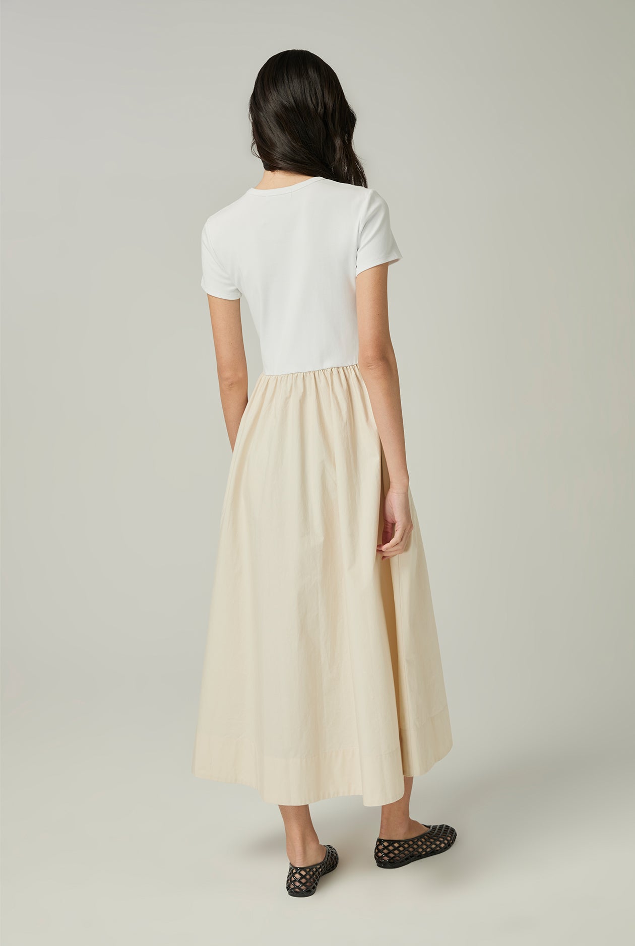 MIXED FABRIC MIDI DRESS - CC Double O Official Store