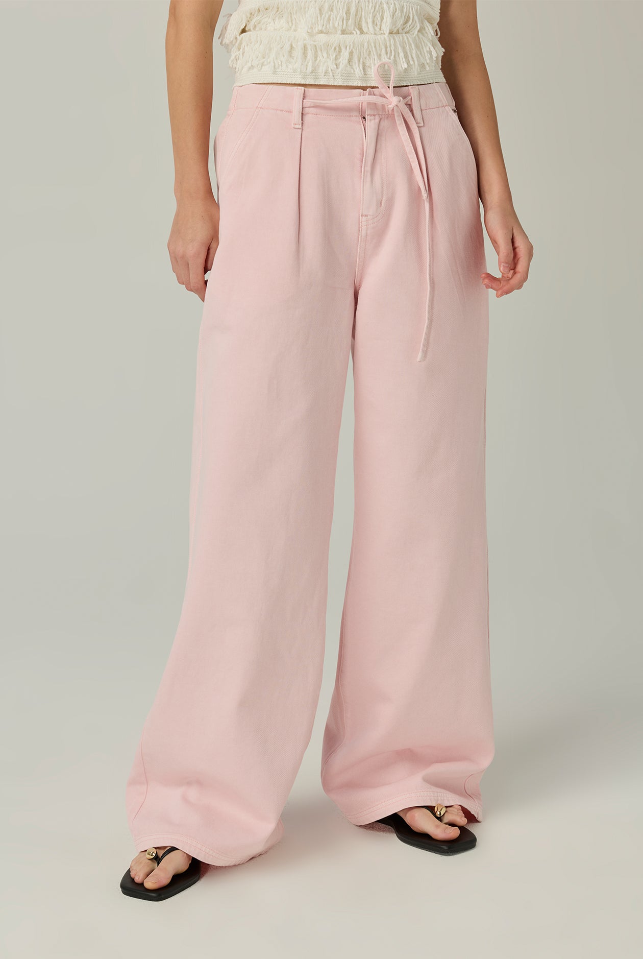 PALE PINK WIDE-LEG DENIM