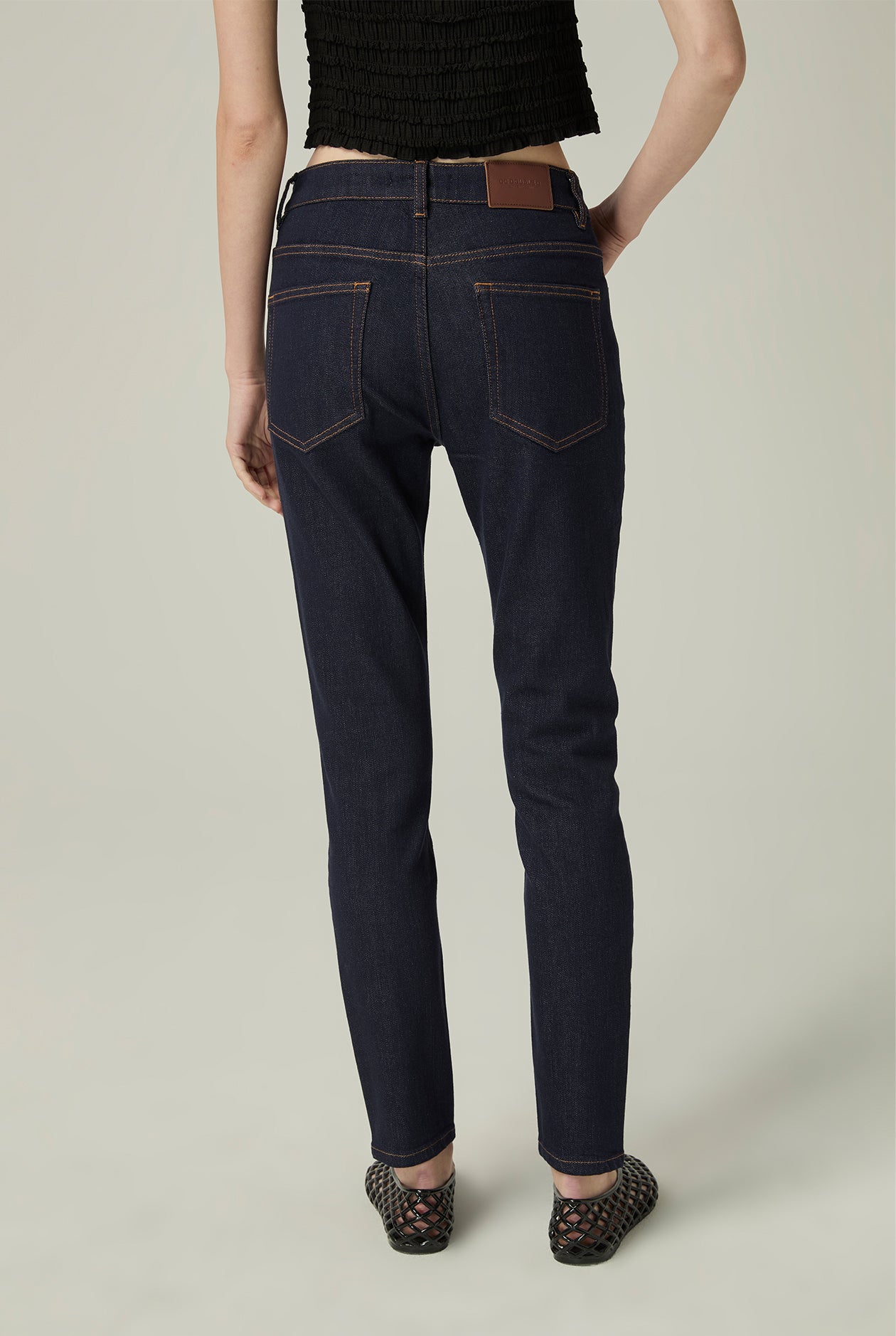 MID-RISE RAW NAVY SKINNY JEANS - CC Double O Official Store